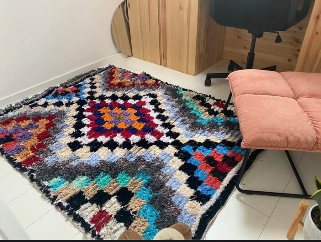 Marokkaans vloerkleed. ‘boucherouite’, Huis en Inrichting, Stoffering | Vloerbedekking, Ophalen, Crème, Marokkaans, Nieuw