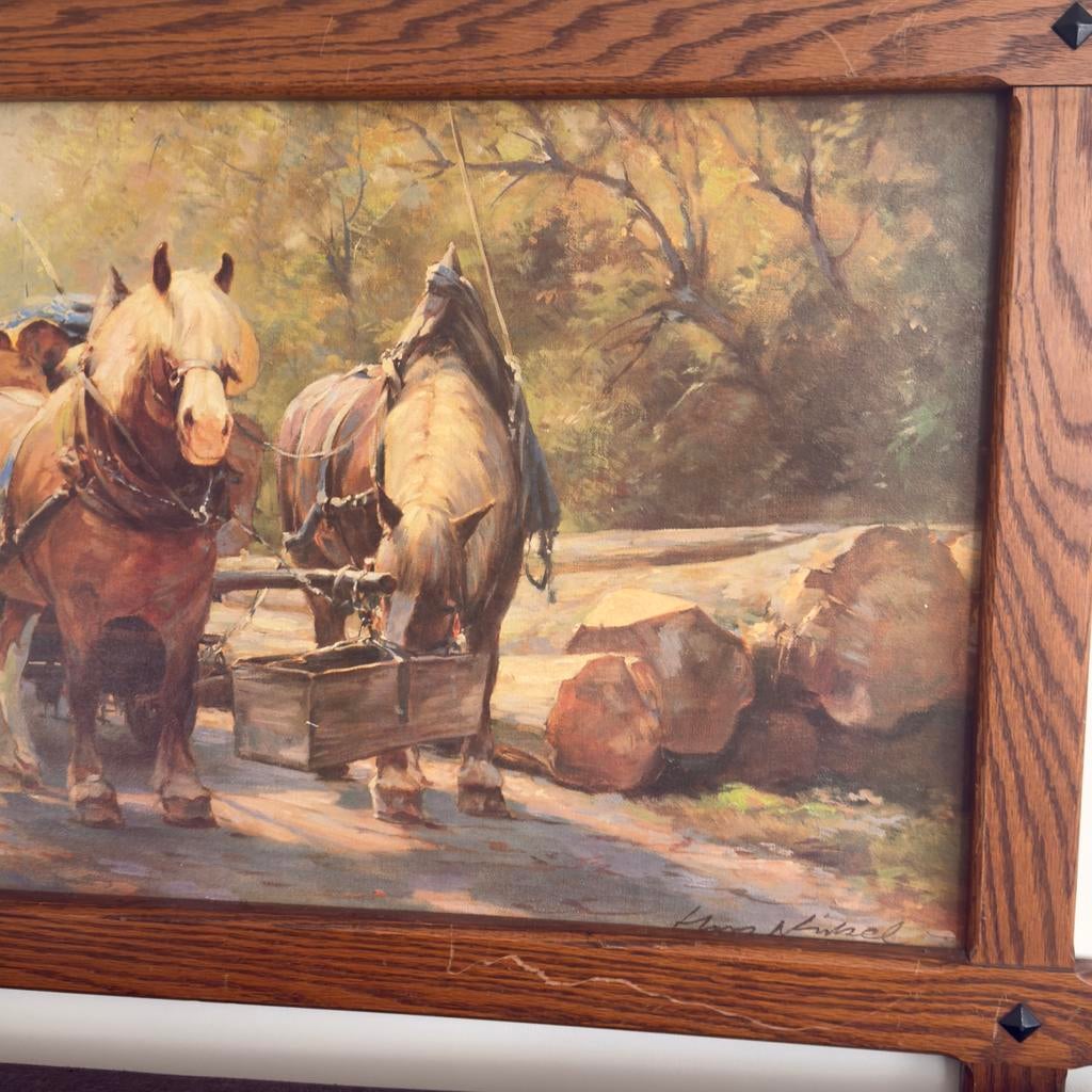 Olieverfreproductie Nickela Rawa, 20e eeuw, eiken lijst, Ophalen of Verzenden