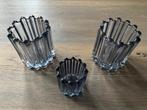 Set van 3 waxinelichthouders, glas van Riviera Maison, Overige materialen, Ophalen of Verzenden, Zo goed als nieuw, Kandelaar