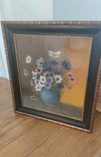 vintage schilderij bloemen anemone stilleven houten lijst, Antiek en Kunst, Kunst | Schilderijen | Klassiek, Ophalen of Verzenden