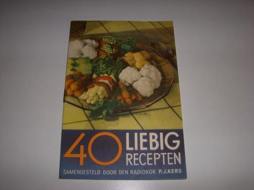 Jaren 30 folder 40 Liebig recepten , radio kok P.J Kers, Boeken, Catalogussen en Folders, Gelezen, Folder, Ophalen of Verzenden