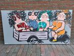 Dikke dames bakfiets schilderij, Antiek en Kunst, Ophalen