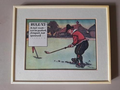 Engelse prent Ch. Crombie golf rule number VI. spelregels, Antiek en Kunst, Kunst | Litho's en Zeefdrukken, Ophalen of Verzenden