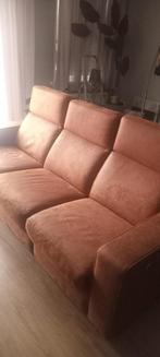 Cognac leren bankstel 3 zits elektrische, Huis en Inrichting, Banken | Bankstellen, Gebruikt, Driepersoons, 75 tot 100 cm, Rechte bank