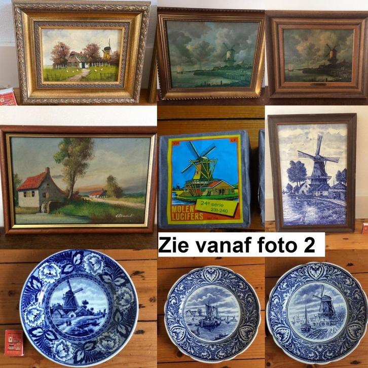 oude Hollandse molens molen schilderij wandbord muurbord etc, Antiek en Kunst, Kunst | Schilderijen | Klassiek, Ophalen of Verzenden