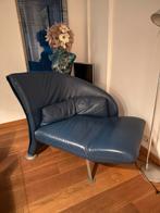 Blauwe Design Sofa van Leer, Ophalen of Verzenden, Zo goed als nieuw, Leer, 75 tot 100 cm