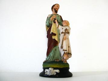 Brocant beeld van Sint Jozef met kindje Jezus beschikbaar voor biedingen