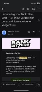 bankzitters ziggo dome 16+ 23 januari, Tickets en Kaartjes, Twee personen, Januari