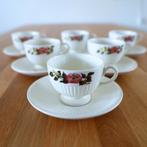 Wedgwood Briar Rose - 6 koffiekopjes en schotels, Ophalen of Verzenden, Gebruikt, Porselein, Kop en/of schotel