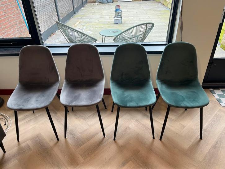 Mooie set van 4 eetkamerstoelen, Huis en Inrichting, Stoelen, Zo goed als nieuw, Vier, Metaal, Overige kleuren, Ophalen