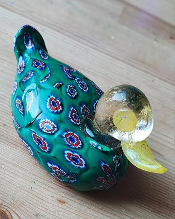Boheems Millefiori Glazen Eend – Art Glass 1970 beschikbaar voor biedingen