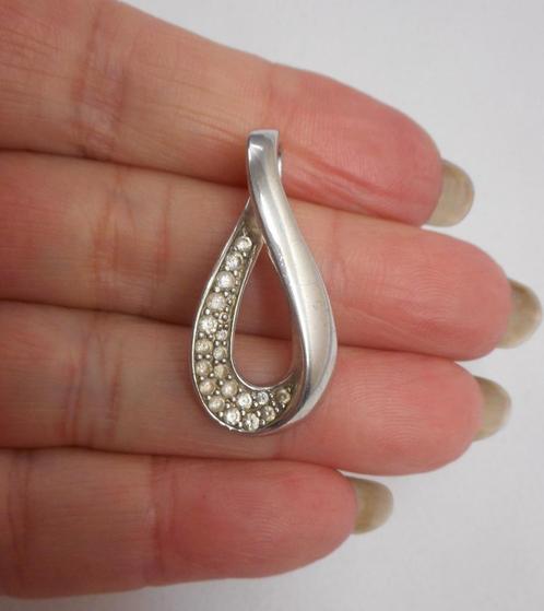 Zilveren fantasie hanger met steentjes nr.1400, Sieraden, Tassen en Uiterlijk, Kettinghangers, Zo goed als nieuw, Zilver, Zilver