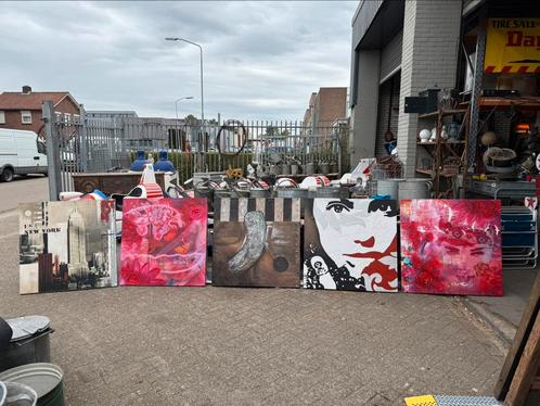 5 schilderijen op canvas, Antiek en Kunst, Kunst | Schilderijen | Abstract, Ophalen