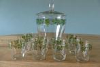 Handbeschilderde bowlset Theresienthal Glas, Antiek en Kunst, Ophalen of Verzenden