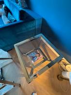 2 Messing Bijzettafels met Glas, Huis en Inrichting, Ophalen, Minder dan 45 cm, Minder dan 55 cm, Gebruikt