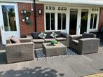 Robuuste loungeset incl kussens en hocker, Tuin en Terras, Ophalen, 5 zitplaatsen, Kunststof, Gebruikt
