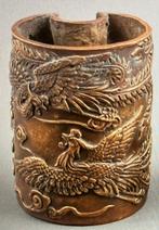 Chinese maanvormige brons metalen vaas drakendecor ca. 1920, Antiek en Kunst, Verzenden