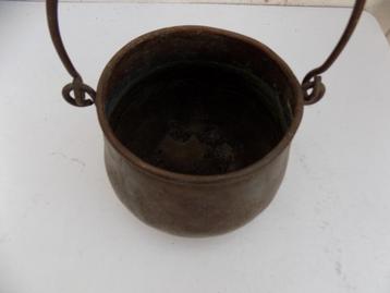 Koper pot kookpot bloempot vintage brocante zware kwaliteit  beschikbaar voor biedingen