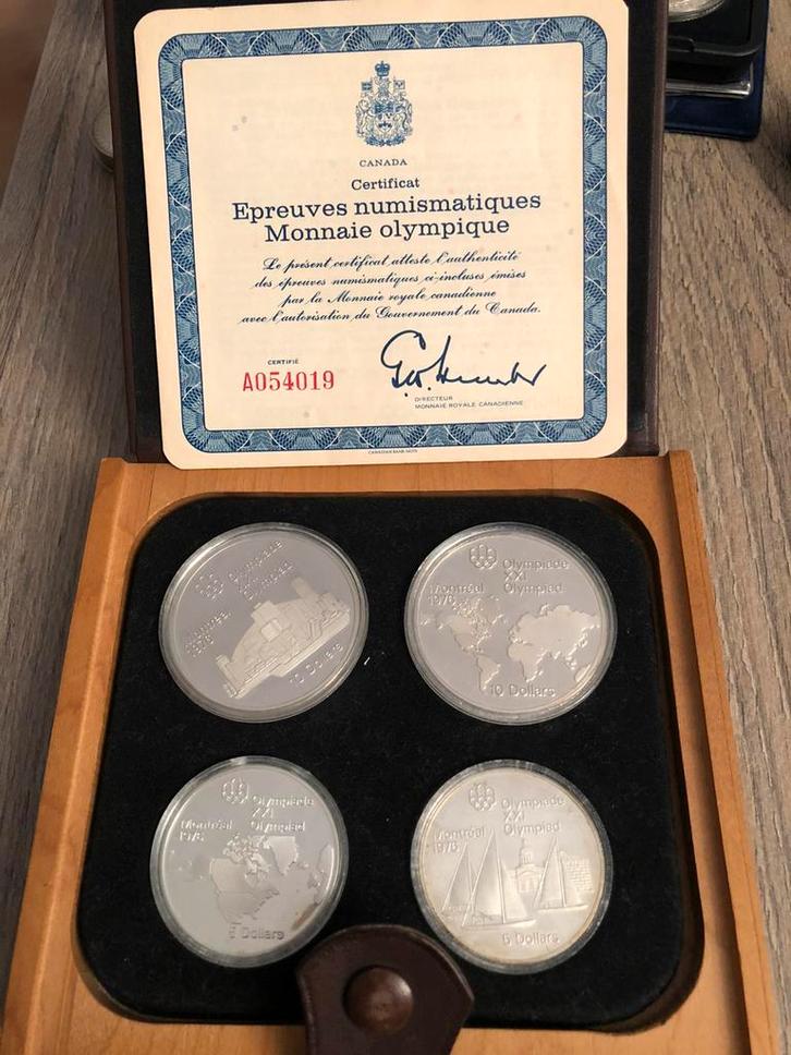 Zilveren Olympische munten set Montreal Canada 2x, Postzegels en Munten, Munten | Amerika, Setje, Noord-Amerika, Zilver, Ophalen