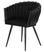 Wave Chair Black – Luxe Eetkamerstoelen Zwart Velvet, Verzenden, Japandi, Hotel Chique, Modern, Zwart, Metaal