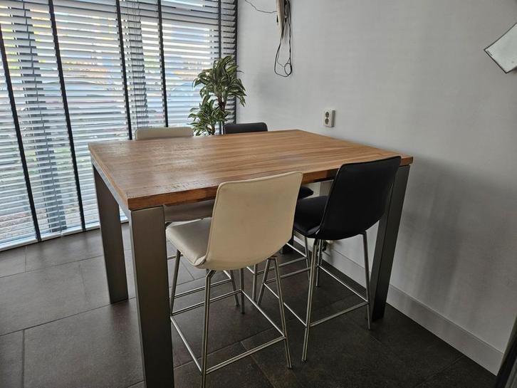 Eettafel bartafel incl stoelen, Huis en Inrichting, Tafels | Eettafels, Gebruikt, 50 tot 100 cm, 100 tot 150 cm, Rechthoekig, Ophalen