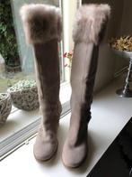 S77 moccio made in italy maat 40 suede laarzen met bontkraag, Kleding | Dames, Schoenen, Hoge laarzen, Bruin, Verzenden, Zo goed als nieuw
