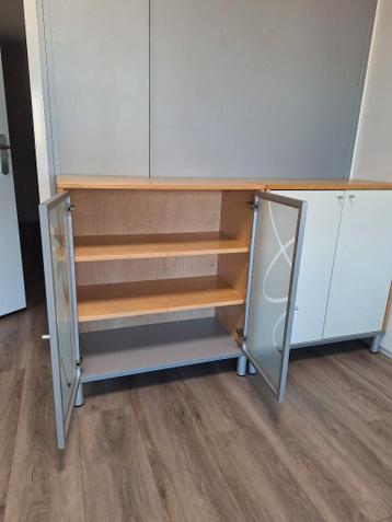 Effektiv Ikea kantoorkast, glazen deurtjes, Berken - afbeelding 2