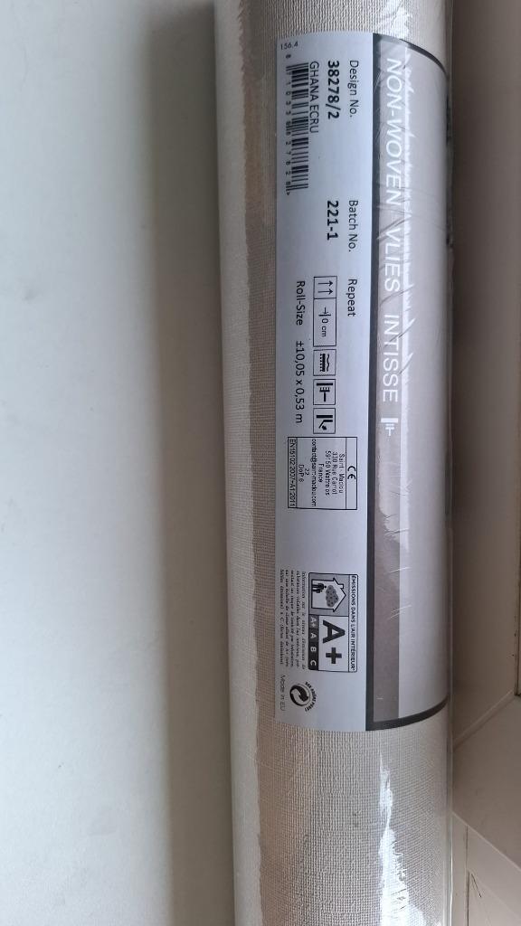 2 rollen vliesbehang – Ghana Ecru (nieuw, in verpakking), Huis en Inrichting, Stoffering | Behang, Wit, Beige, minder dan 10 m²