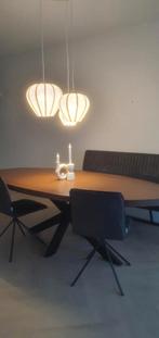 Ovale Mangohouten Eettafel met Metalen Spinnenpoot, Huis en Inrichting, Tafels | Eettafels, Ophalen of Verzenden