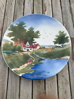 Wandbord met water, boerderij en meisje met emmers water, Ophalen of Verzenden