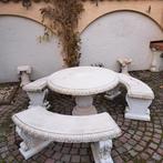 Stenen Tuinset met Ronde Tafel en Banken, Tuin en Terras, Ophalen, Gebruikt, Bank, Tuinset