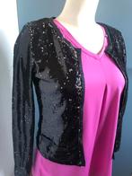 Daphnea zwart feestelijk pailletten jasje s zilver, Zwart, Ophalen of Verzenden, Zo goed als nieuw, Maat 36 (S)