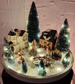 Kerstdorp op dienblad met Lemax figuurtjes en Lemax boompjes, Diversen, Kerst, Ophalen, Nieuw