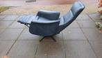 Relax fauteuil blauw leer, Huis en Inrichting, Ophalen, Gebruikt, 50 tot 75 cm, Leer