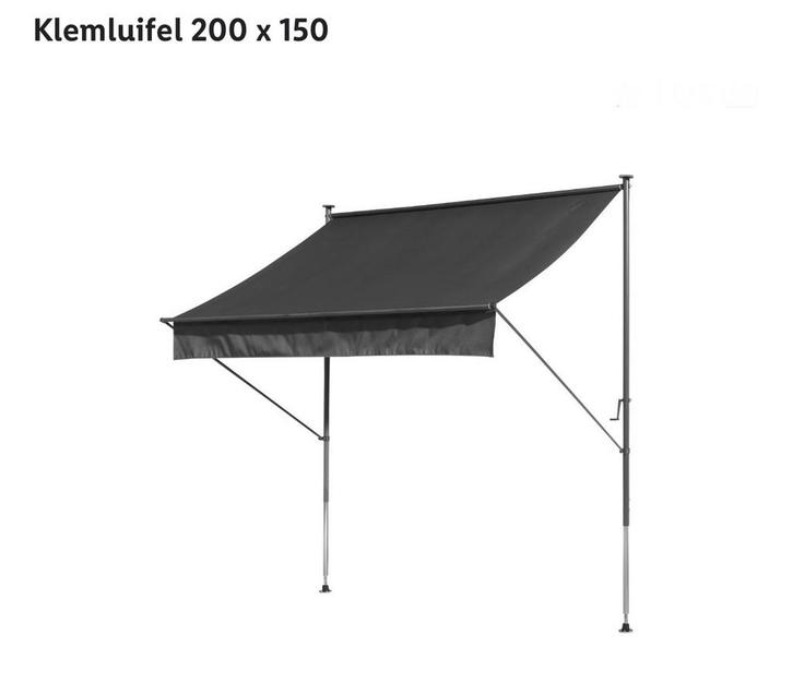 Nieuwe antraciet klemluifel 200x150cm in doos, Tuin en Terras, Parasols, Nieuw, Overige typen, 1 tot 2 meter, Ophalen