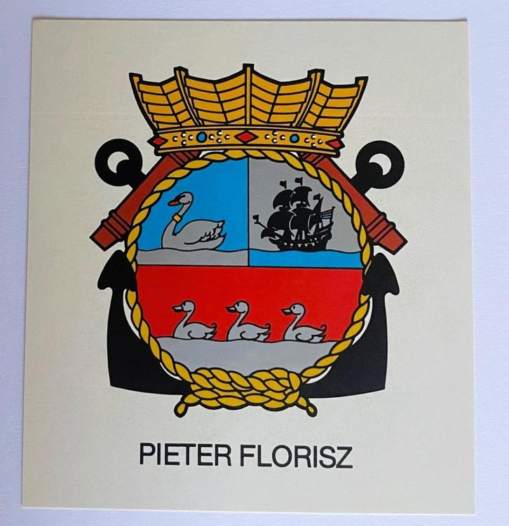 Hr.Ms. Pieter Florisz [F812] - oude sticker - 1980's, Verzamelen, Militaria | Algemeen, Marine, Overige typen, Nederland, Ophalen of Verzenden