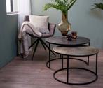 Light & Living Salontafel Set Metaal Zwart Brons ZGAN, Huis en Inrichting, Tafels | Salontafels, Ophalen, Rond, Nieuw, 50 tot 100 cm