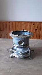 EMAILLE GRIJSGEWOLKT GIETIJZEREN 1 PITS PETROLEUMSTEL., Ophalen of Verzenden