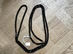 Antiek git collier,lange brocante git ketting,zwarte ketting, Sieraden, Tassen en Uiterlijk, Antieke sieraden, Ophalen, Overige materialen