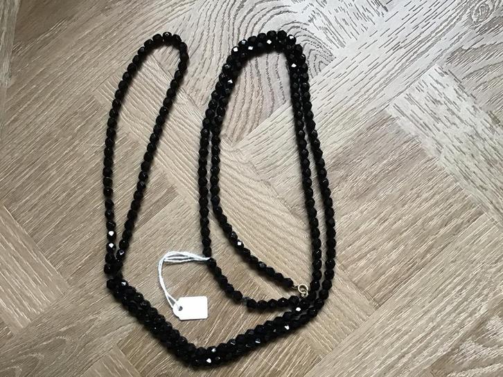 Antiek git collier,lange brocante git ketting,zwarte ketting, Sieraden, Tassen en Uiterlijk, Antieke sieraden, Ketting, Overige materialen