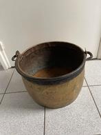 Grote antieke koperen bak met hengsel, Ophalen of Verzenden