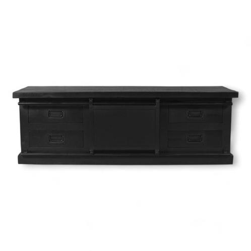 Tv-meubel Mangohout | Zwart | Breedte: 150,0cm, Huis en Inrichting, Kasten | Televisiemeubels, Nieuw, Ophalen