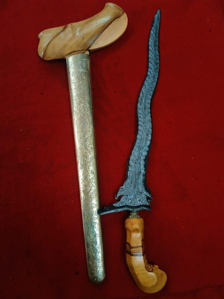 Antieke Keris Karno Tinanding 5 Luk Pamor Sekar Mayang SVE25, Verzenden