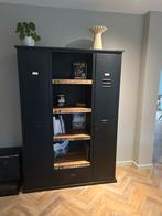 Stalen kast Gigameubel zwart mangohout, Huis en Inrichting, Kasten | Boekenkasten, Ophalen, Gebruikt, 100 tot 150 cm, Metaal