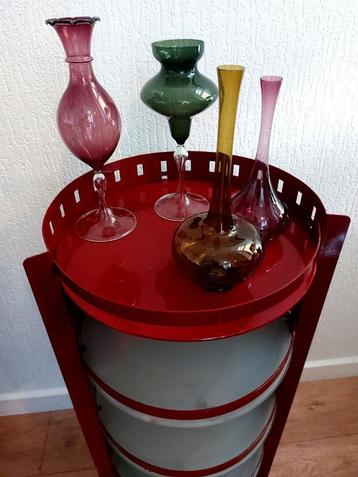 Vintage serveertrolley , glas en metaal, verrijdbaar beschikbaar voor biedingen