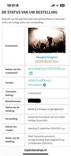 Imagine dragons LOOM World Tour 2 tickets Golden Circle, Twee personen, Juli