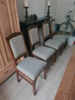 Set van 5 klassieke houten stoelen nieuw bekleed, Huis en Inrichting, Stoelen, Ophalen, Bruin, Zo goed als nieuw, Vijf, Zes of meer stoelen