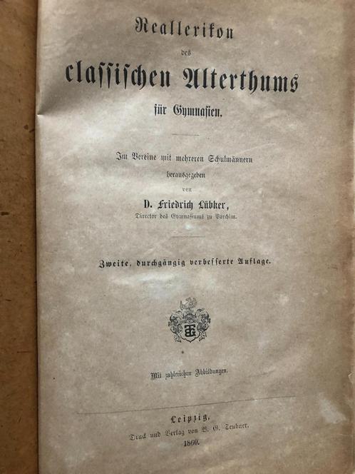 Friedrich Lübker Reallexikon des classischen Alterthums 1860, Antiek en Kunst, Antiek | Boeken en Bijbels, Ophalen of Verzenden