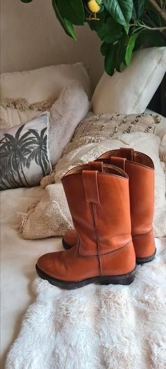 Italiaanse leren cognac kleur leren laarzen maat 40/41🌿 beschikbaar voor biedingen