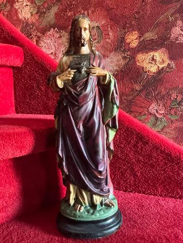 Antieke brocante heiligenbeeld ❤️ Jezus heilig hart beschikbaar voor biedingen